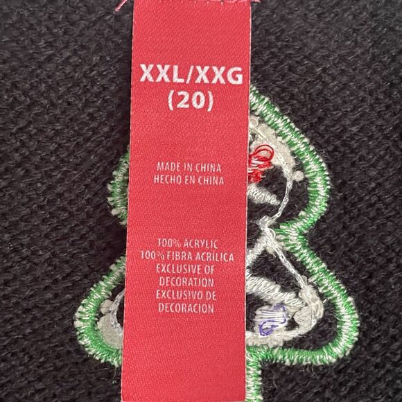Gingerbread Christmas Tree Faux Pearl Sweater Vest XXL Sz 20 Black Lollipops Fun - Picture 5 of 14